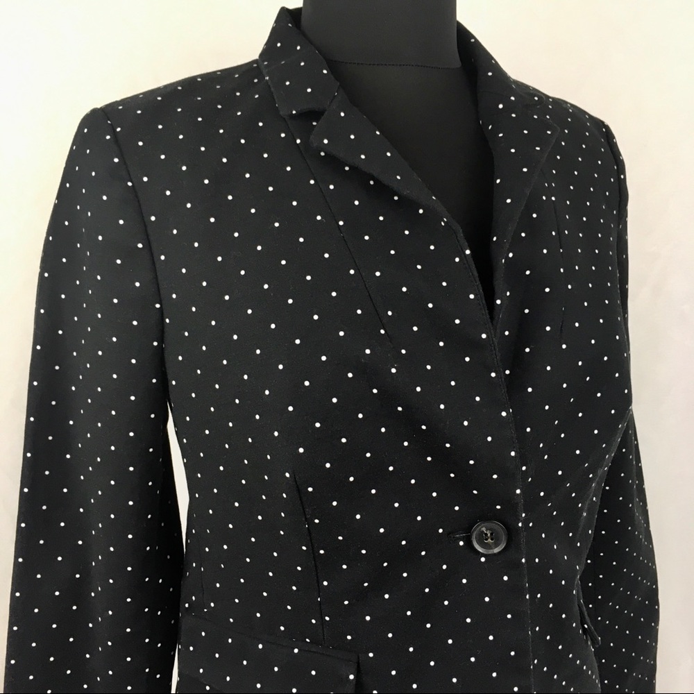Liz Claiborne Career Lined Blazer Jacket Women’s Small S Black White Polka Dot